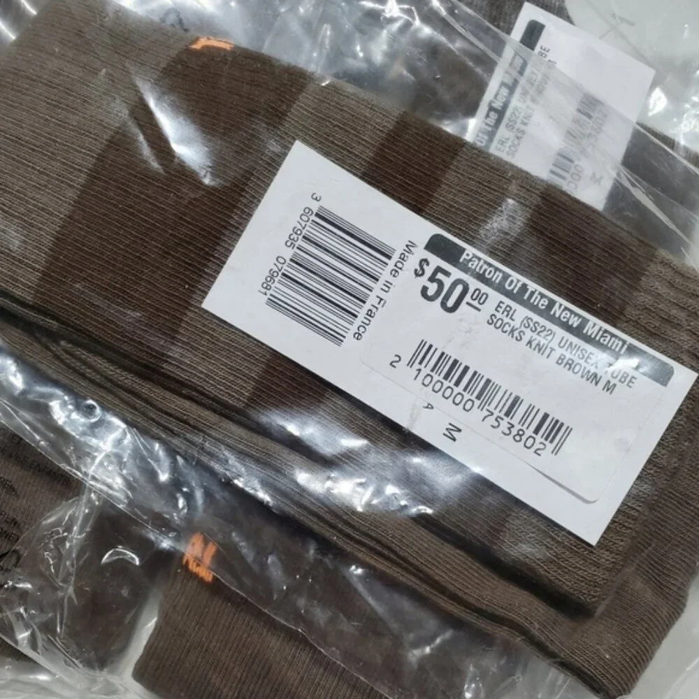 NWT ERL Tube Brown Striped Knee-High Socks sz M